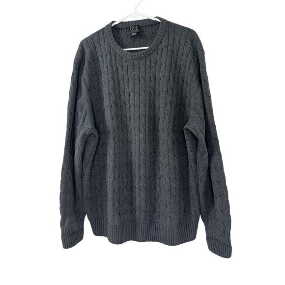 Jos A Bank Charcoal Gray Men’s XL Cable Knit Sweater Cozy Minimalist Capsule - Picture 1 of 9